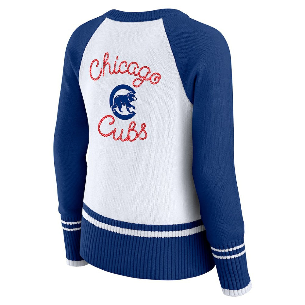 Chicago Cubs WEAR by Erin Andrews Women's Colorblock Raglan Sweater - MLB