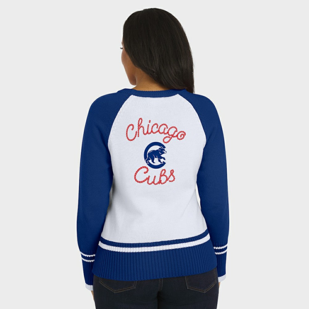 Chicago Cubs WEAR by Erin Andrews Women's Colorblock Raglan Sweater - MLB