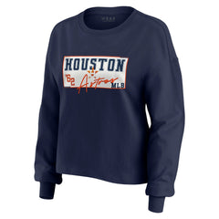 Houston Astros WEAR by Erin Andrews Women's Heavy Rugby Jersey Cropped Long Sleeve T-Shirt & Shorts Lounge Set - MLB