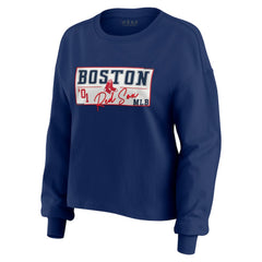 Boston Red Sox WEAR by Erin Andrews Women's Heavy Rugby Jersey Cropped Long Sleeve T-Shirt & Shorts Lounge Set - MLB