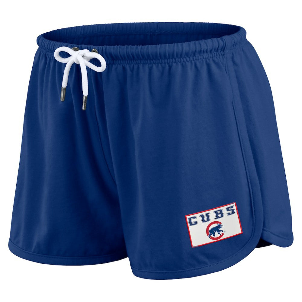 Chicago Cubs WEAR by Erin Andrews Women's Heavy Rugby Jersey Cropped Long Sleeve T-Shirt & Shorts Lounge Set - MLB