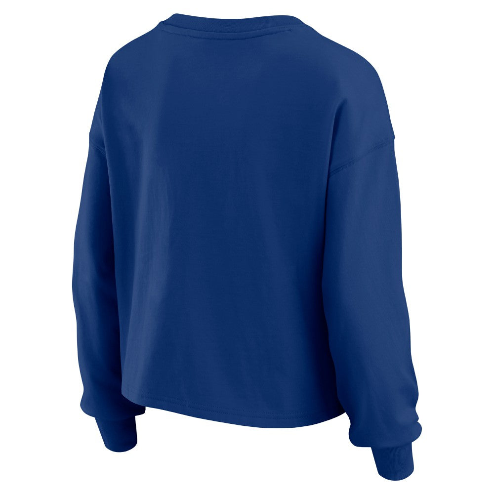 Los Angeles Dodgers WEAR by Erin Andrews Women's Heavy Rugby Jersey Cropped Long Sleeve T-Shirt & Shorts Lounge Set - MLB