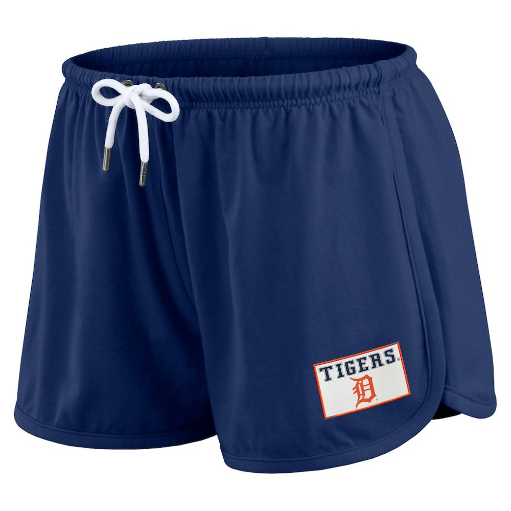 Detroit Tigers WEAR by Erin Andrews Women's Heavy Rugby Jersey Cropped Long Sleeve T-Shirt & Shorts Lounge Set - MLB