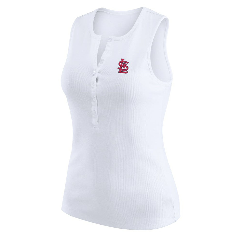 St. Louis Cardinals WEAR by Erin Andrews Women's Rib-Knit Henley Tank Top - MLB