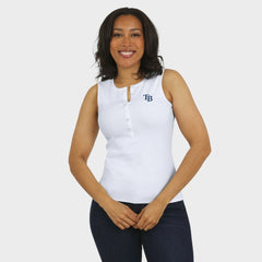 Tampa Bay Rays WEAR by Erin Andrews Women's Rib-Knit Henley Tank Top - MLB
