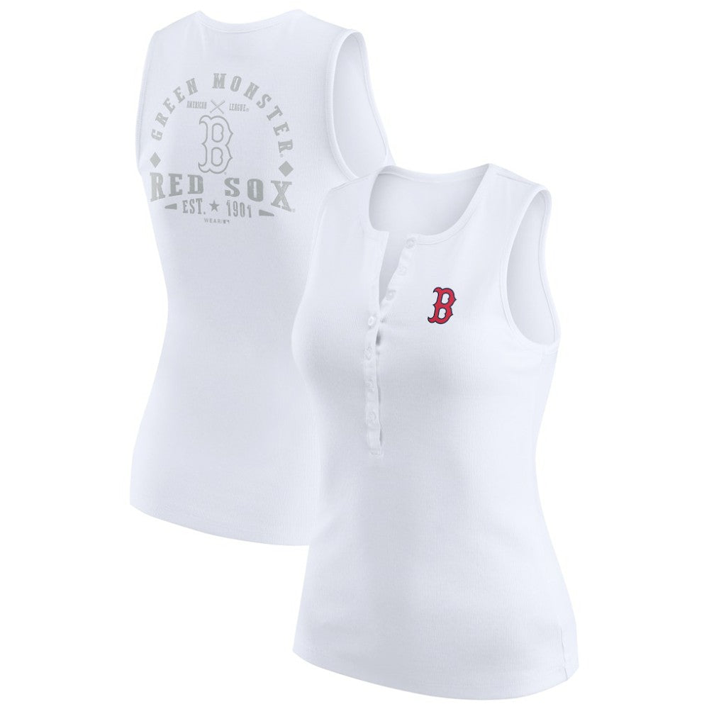 Boston Red Sox WEAR by Erin Andrews Women's Rib-Knit Henley Tank Top - MLB