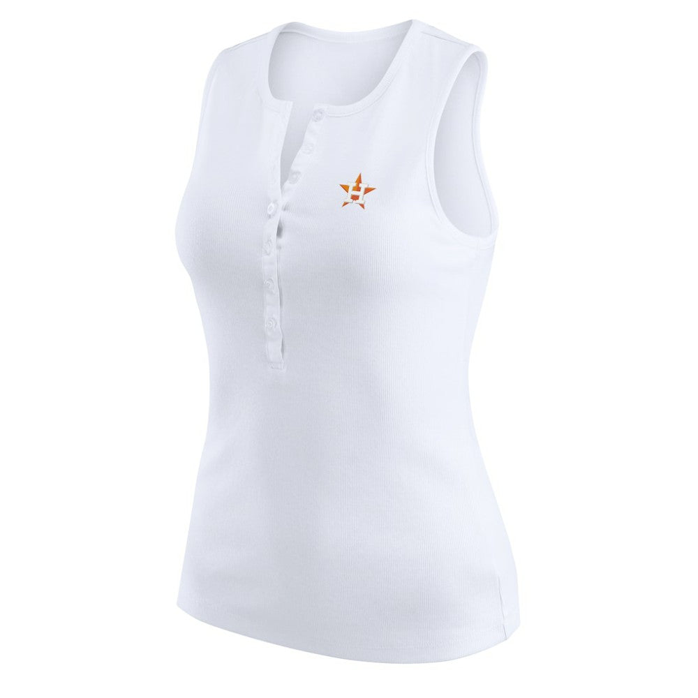 Houston Astros WEAR by Erin Andrews Women's Rib-Knit Henley Tank Top - MLB