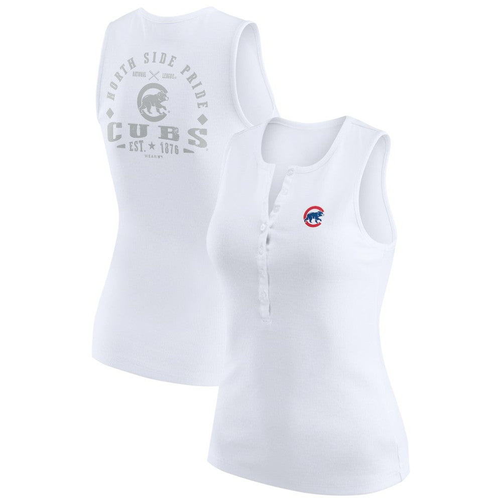 Chicago Cubs WEAR by Erin Andrews Women's Rib-Knit Henley Tank Top - MLB