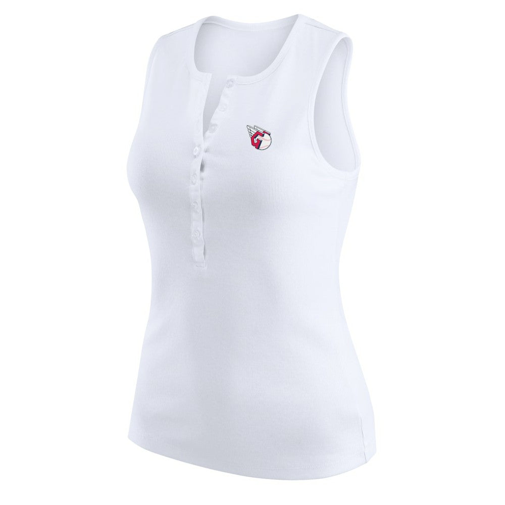 Cleveland Guardians WEAR by Erin Andrews Women's Rib-Knit Henley Tank Top - MLB