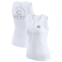 Cincinnati Reds WEAR by Erin Andrews Women's Rib-Knit Henley Tank Top - MLB