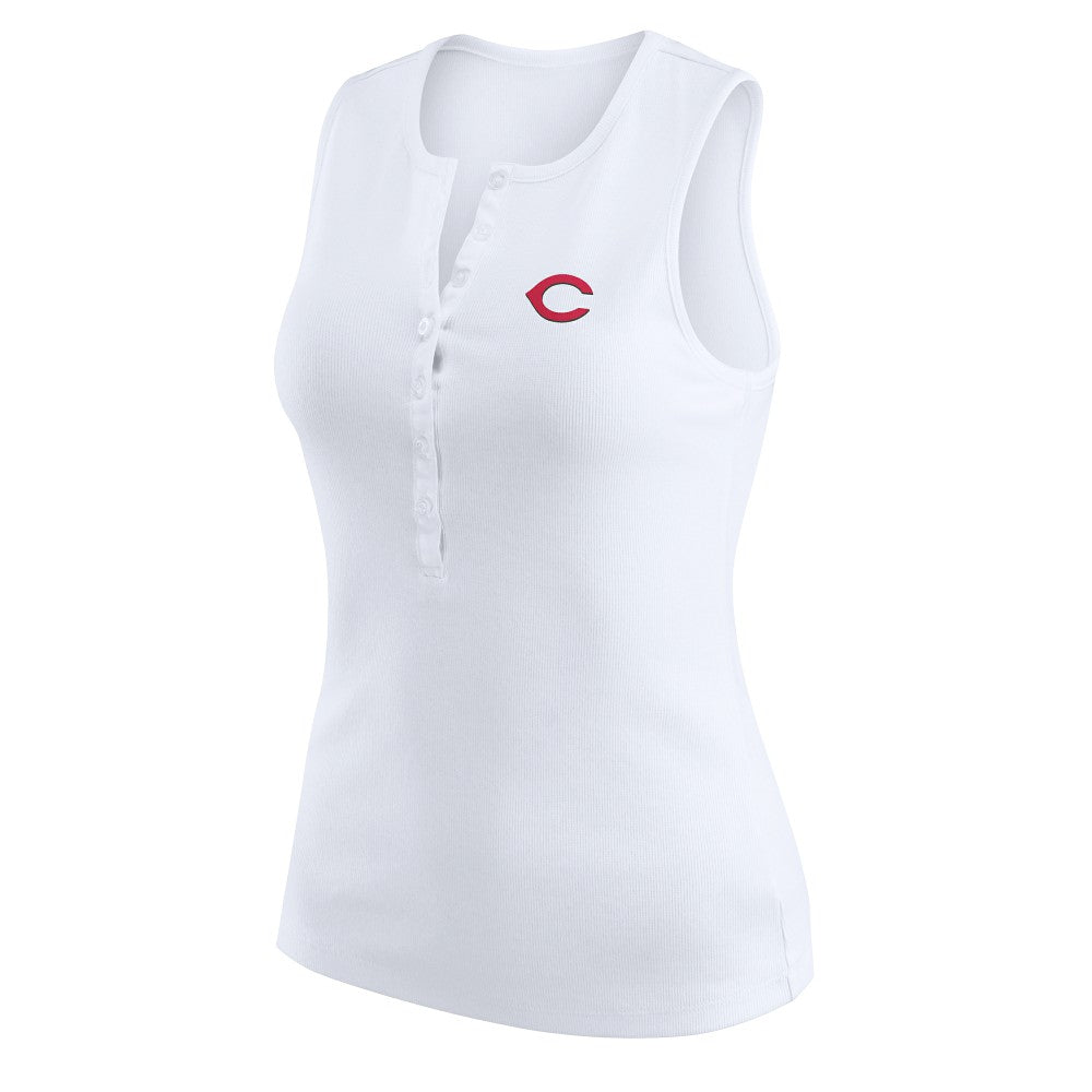 Cincinnati Reds WEAR by Erin Andrews Women's Rib-Knit Henley Tank Top - MLB