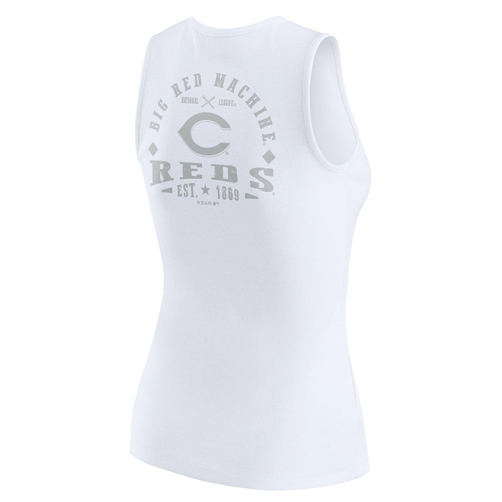 Cincinnati Reds WEAR by Erin Andrews Women's Rib-Knit Henley Tank Top - MLB