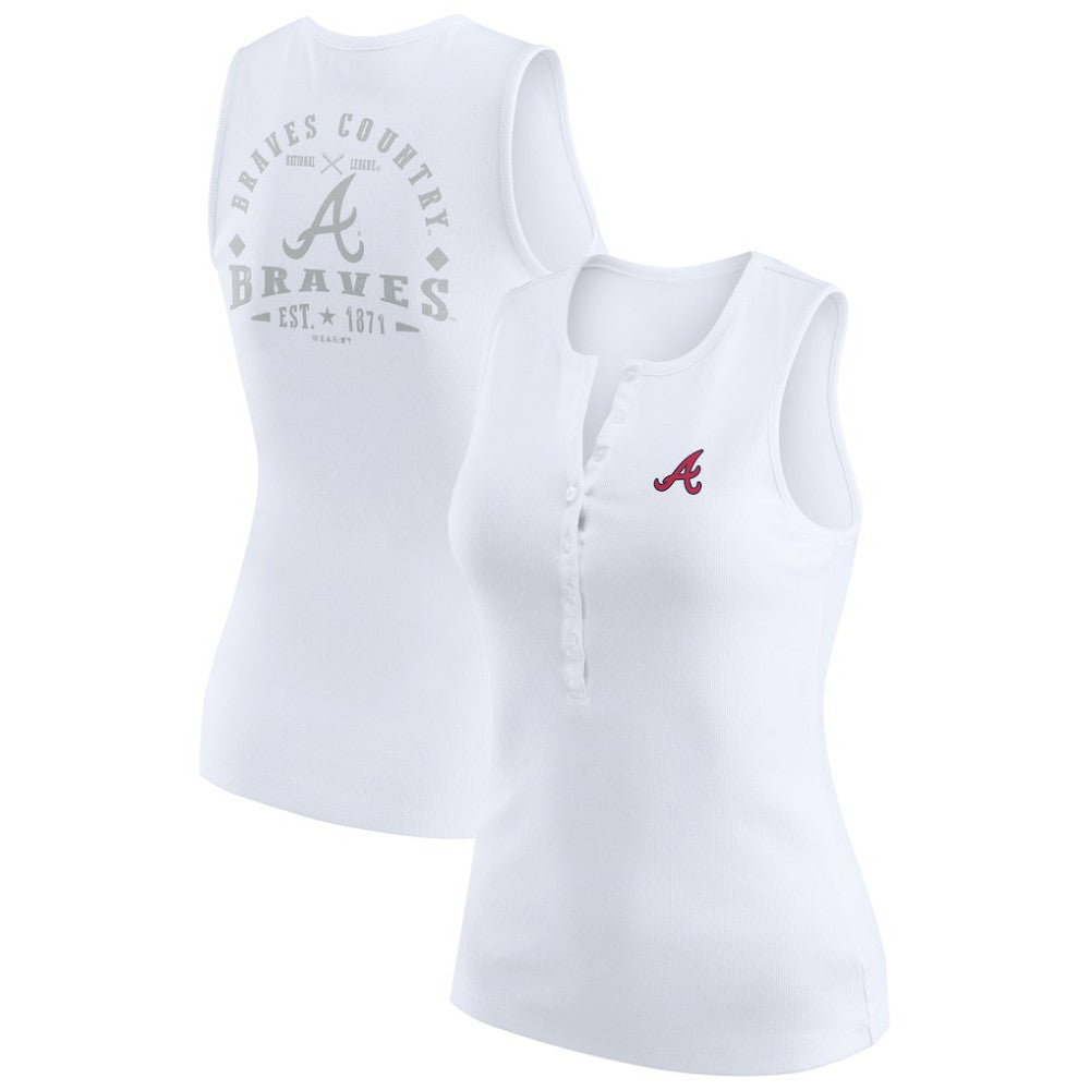 Atlanta Braves WEAR by Erin Andrews Women's Rib-Knit Henley Tank Top - MLB