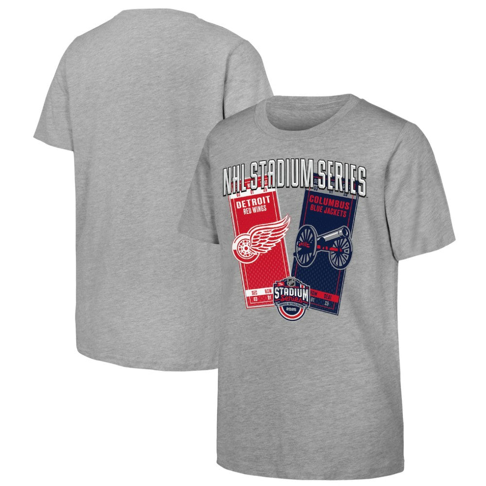 Youth 2025 NHL Stadium Series Columbus Blue Jackets vs. Detroit Red Wings Matchup T-Shirt - Heather Gray - NHL
