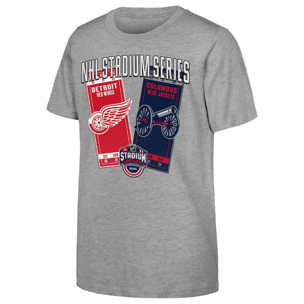 Youth 2025 NHL Stadium Series Columbus Blue Jackets vs. Detroit Red Wings Matchup T-Shirt - Heather Gray - NHL