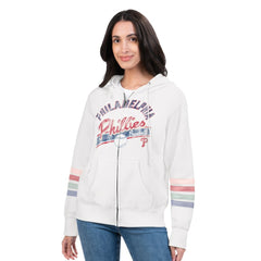 Philadelphia Phillies G-III 4Her by Carl Banks Women's Naamah Sleeve Stripe Fleece Full-Zip Hoodie - MLB