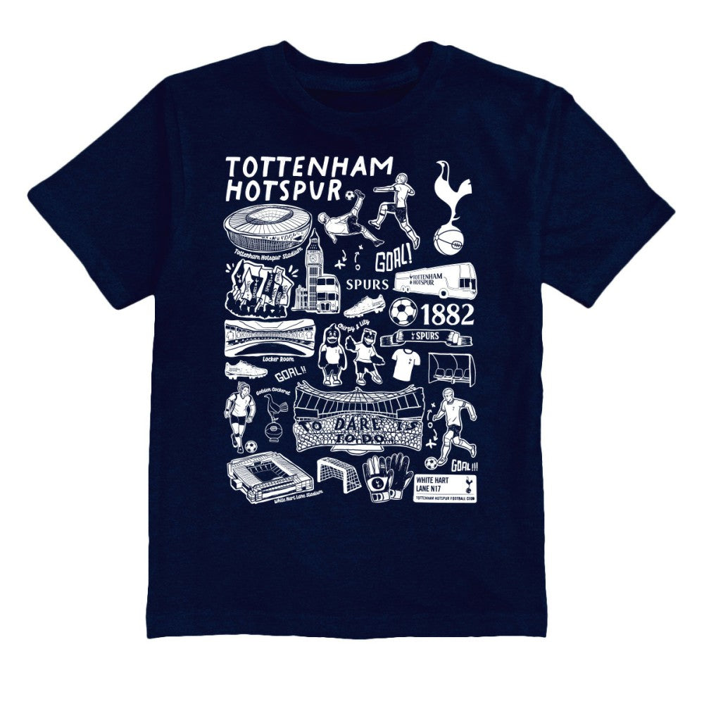 Tottenham Hotspur Vive La Fete Youth Impressions Artwork T-Shirt Navy - FIFA World CUP