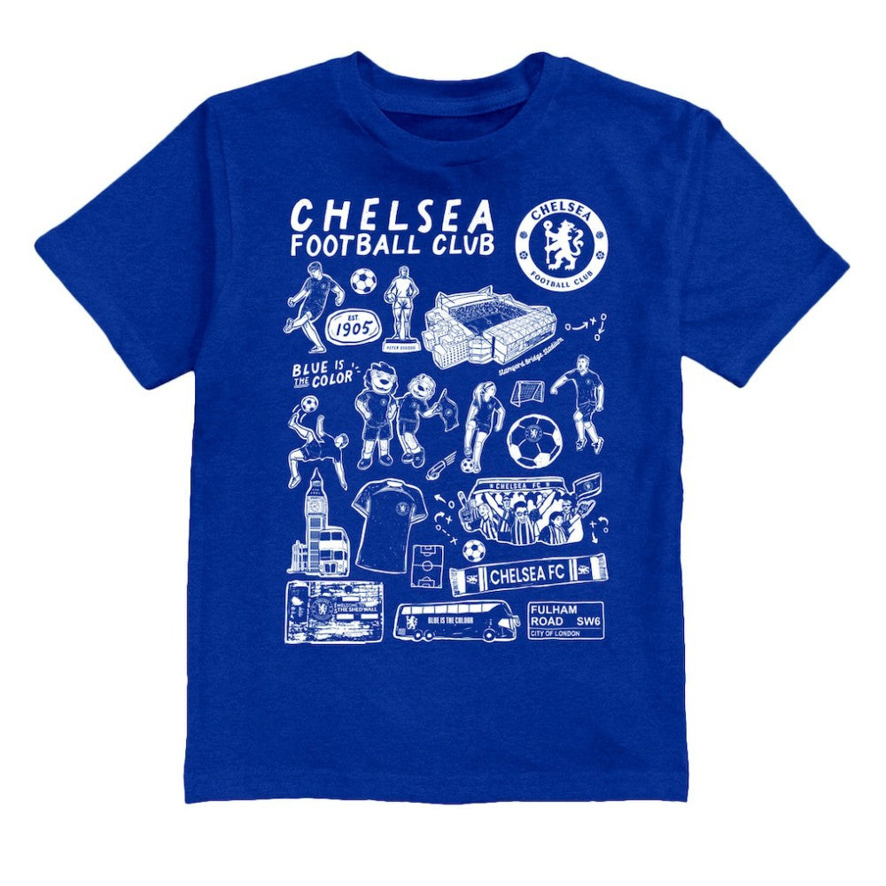 Chelsea Vive La Fete Youth Impressions Artwork T-Shirt Blue - FIFA World CUP