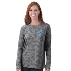 Detroit Lions MSX by Michael Strahan Women's Camo Performance Long Sleeve T-Shirt Grey | NFL