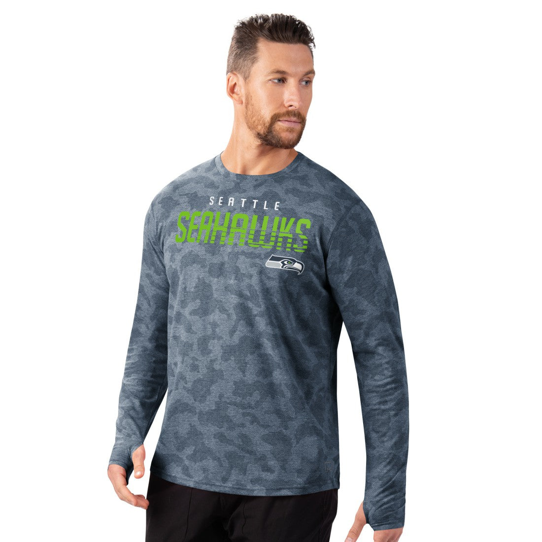 Seattle Seahawks MSX by Michael Strahan Performance Camo Long Sleeve T-Shirt Navy | NFL