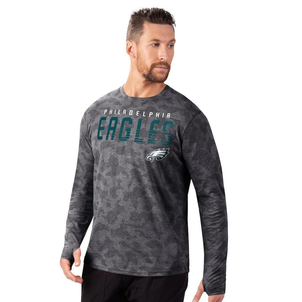 Philadelphia Eagles MSX by Michael Strahan Performance Camo Long Sleeve T-Shirt Black | NFL