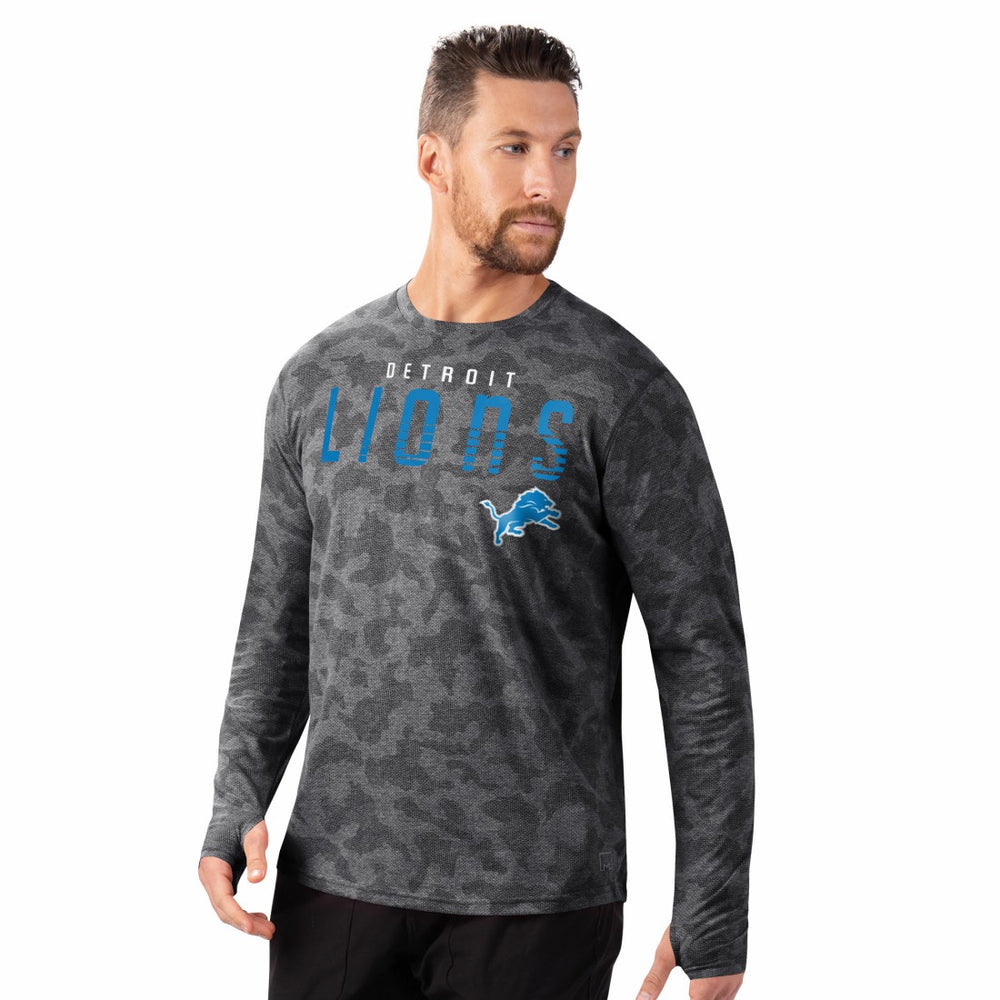 Detroit Lions MSX by Michael Strahan Performance Camo Long Sleeve T-Shirt Black | NFL