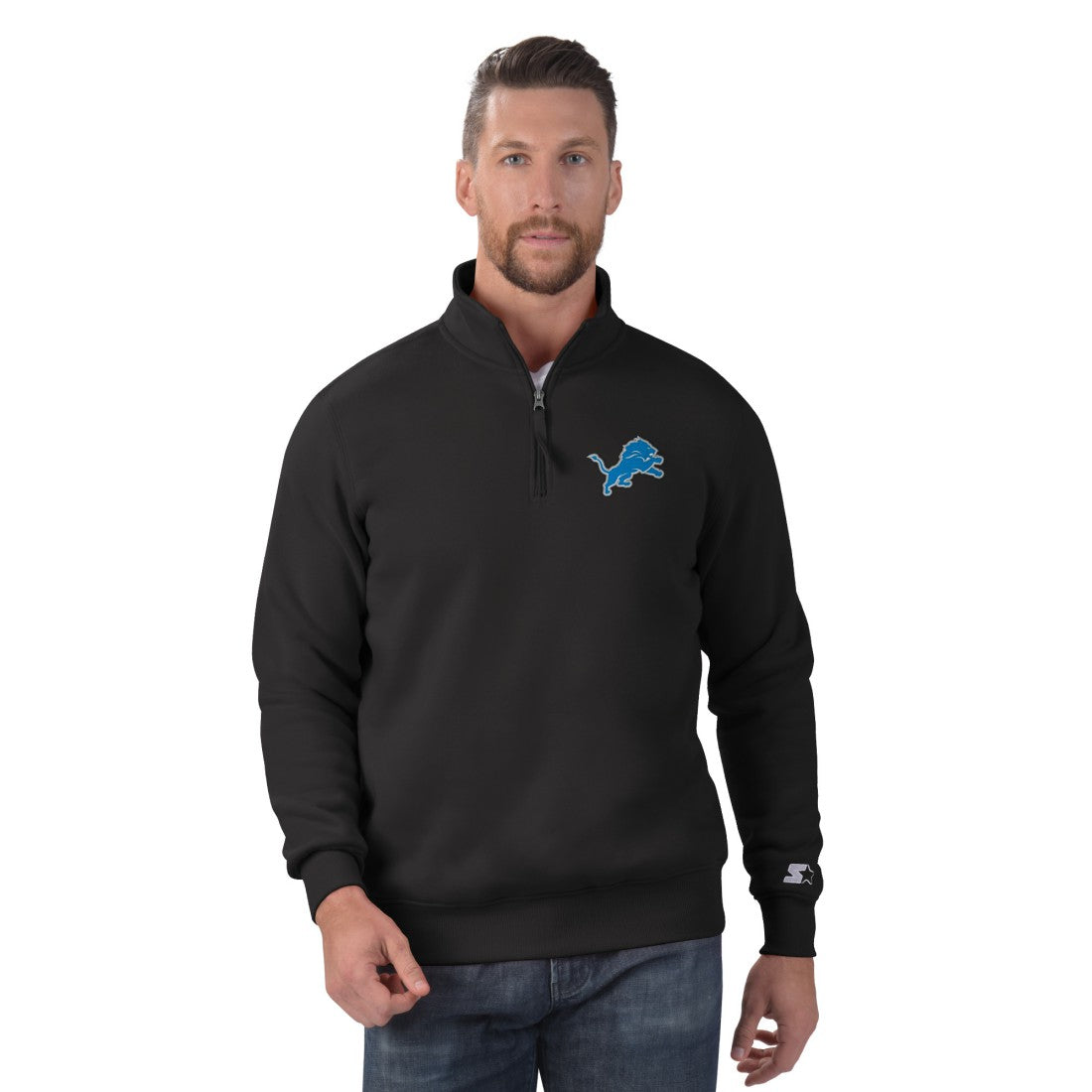 Detroit Lions Starter Classic Quarter-Zip Pullover Sweatshirt Black | NFL