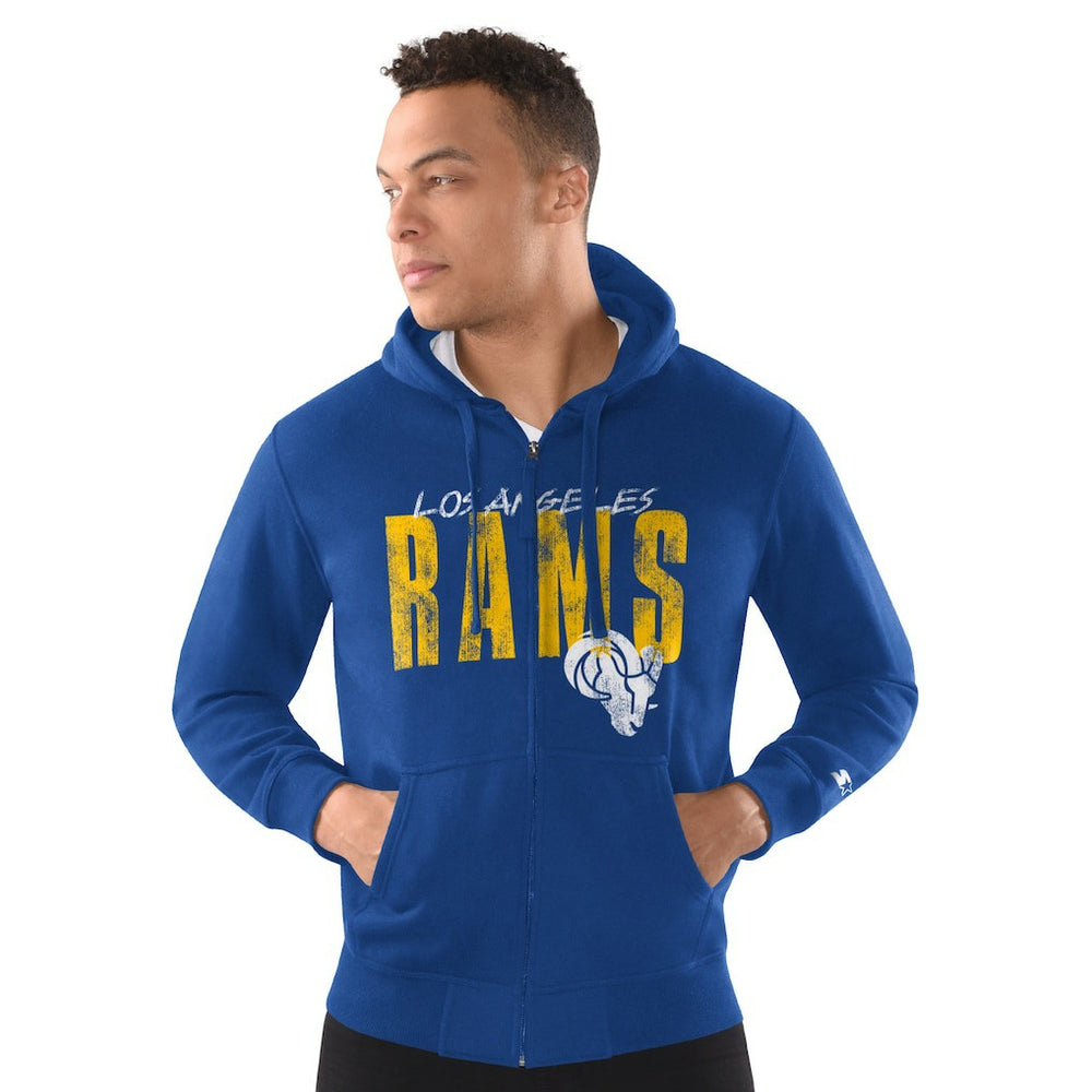 Los Angeles Rams Starter Distressed Classic Full-Zip Hoodie Royal | NFL