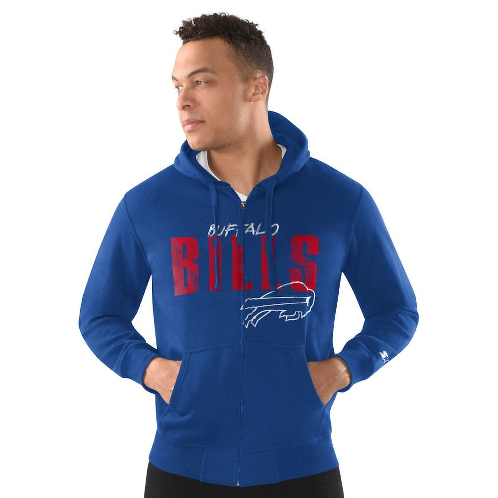 Buffalo Bills Starter Distressed Classic Full-Zip Hoodie Royal | NFL