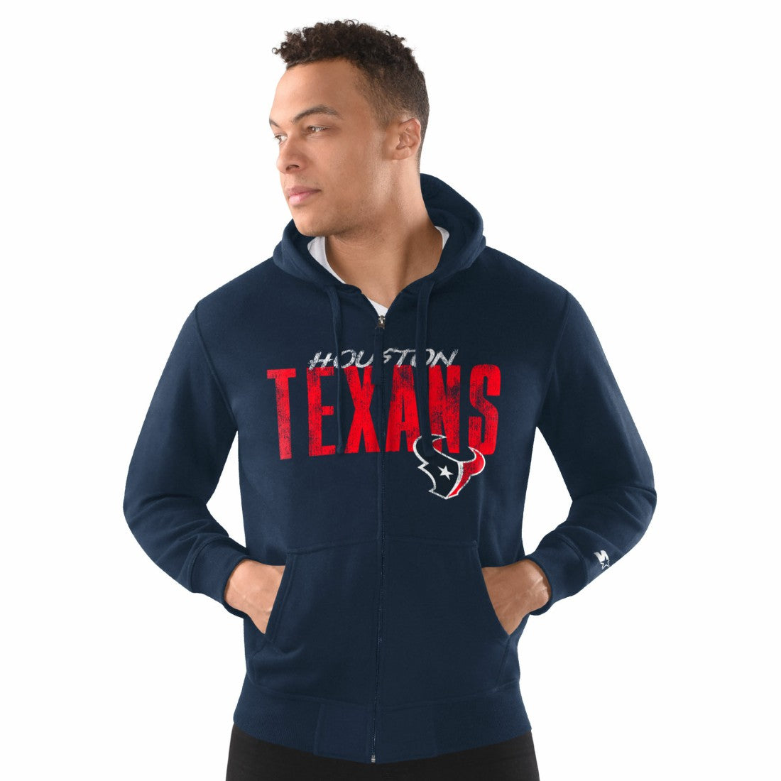 Houston Texans Starter Distressed Classic Full-Zip Hoodie Navy | NFL