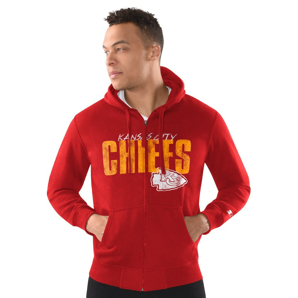 Kansas City Chiefs Starter Distressed Classic Full-Zip Hoodie Red | NFL