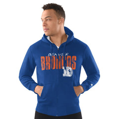 Denver Broncos Starter Distressed Classic Full-Zip Hoodie Royal | NFL