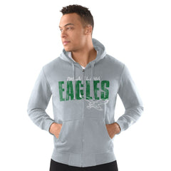 Philadelphia Eagles Starter Distressed Classic Full-Zip Hoodie Heather Gray | NFL