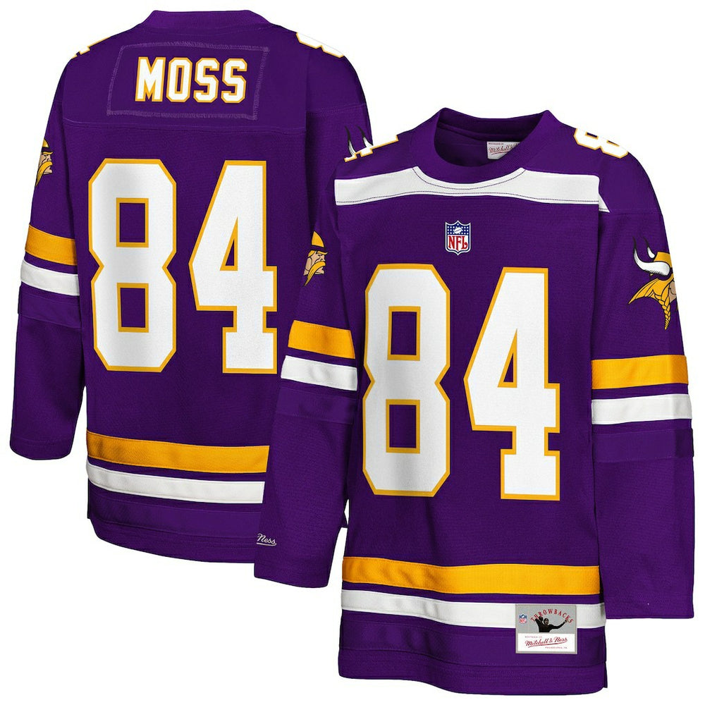 Randy Moss Minnesota Vikings Youth Hockey Fashion Jersey Purple | Mitchell & Ness