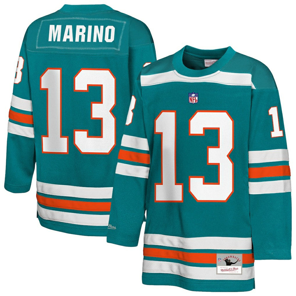 Dan Marino Miami Dolphins Youth Hockey Fashion Jersey Aqua | Mitchell & Ness