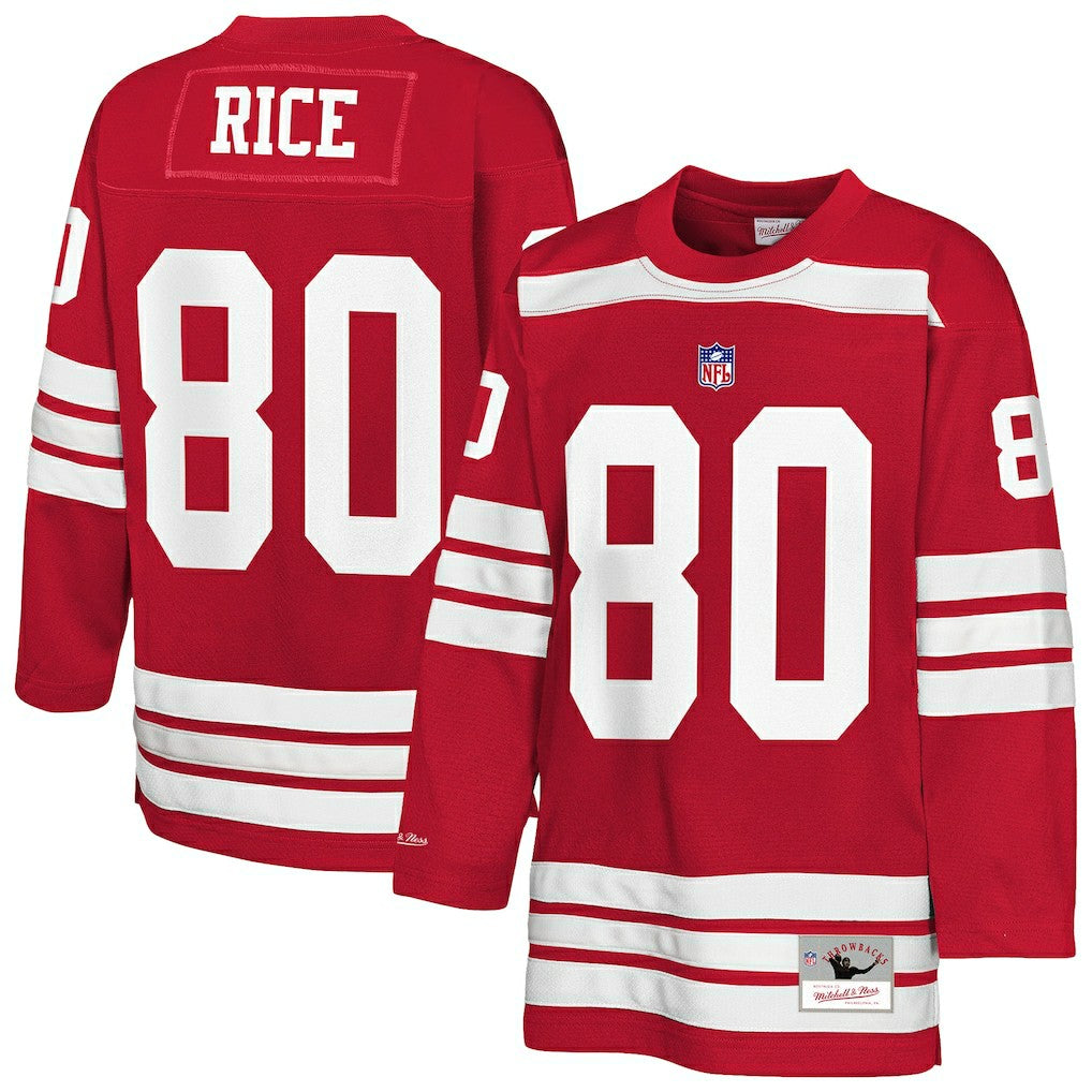 Jerry Rice San Francisco 49ers Youth Hockey Fashion Jersey Scarlet | Mitchell & Ness