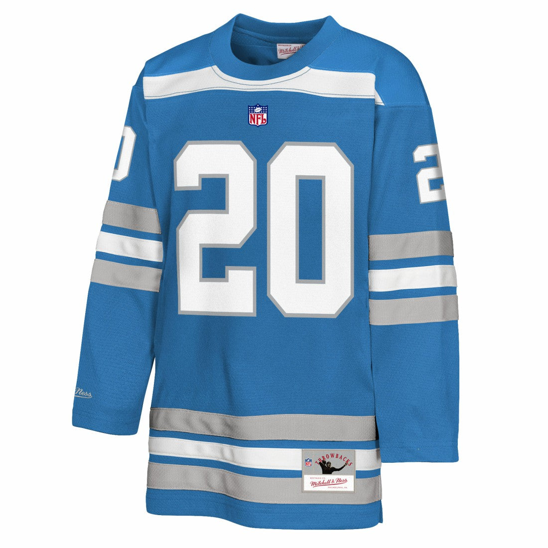 Barry Sanders Detroit Lions Youth Hockey Fashion Jersey Blue | Mitchell & Ness