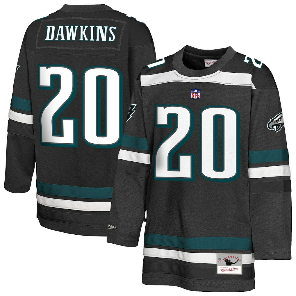 Brian Dawkins Philadelphia Eagles Youth Hockey Fashion Jersey Black | Mitchell & Ness