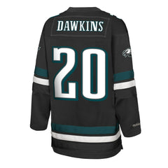 Brian Dawkins Philadelphia Eagles Youth Hockey Fashion Jersey Black | Mitchell & Ness