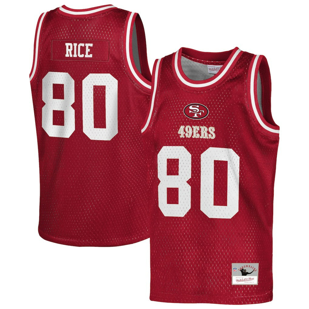 Jerry Rice San Francisco 49ers Youth Retired Player NFL Basketball Fashion Jersey Scarlet | Mitchell & Ness