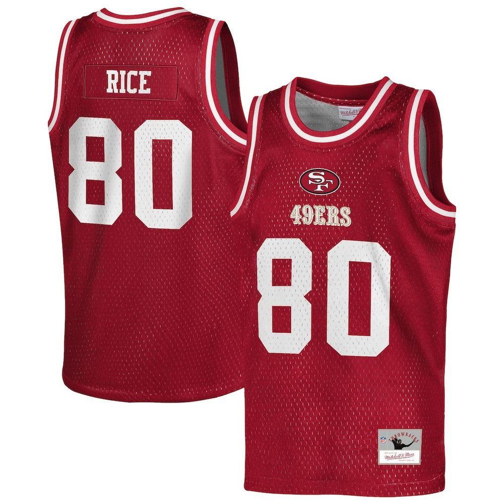 Jerry Rice San Francisco 49ers Youth Retired Player NFL Basketball Fashion Jersey Scarlet | Mitchell & Ness
