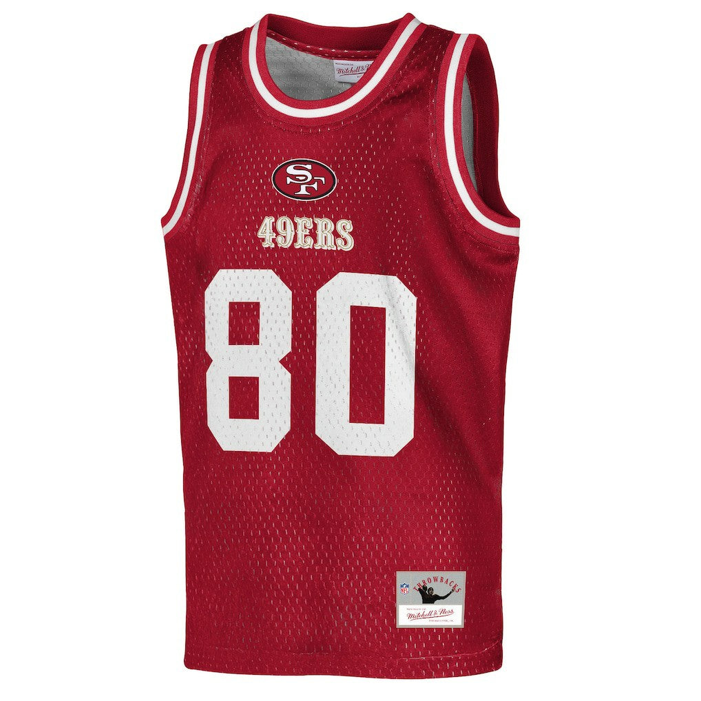 Jerry Rice San Francisco 49ers Youth Retired Player NFL Basketball Fashion Jersey Scarlet | Mitchell & Ness