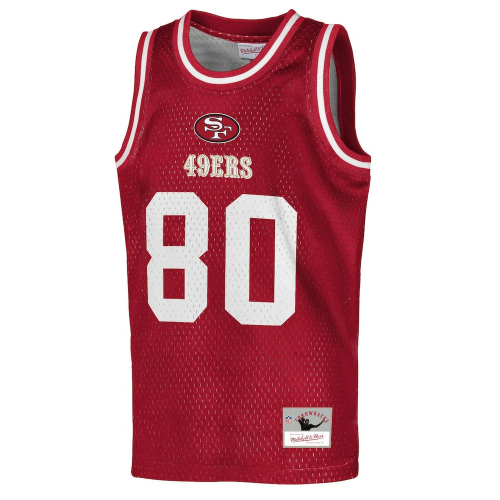 Jerry Rice San Francisco 49ers Youth Retired Player NFL Basketball Fashion Jersey Scarlet | Mitchell & Ness