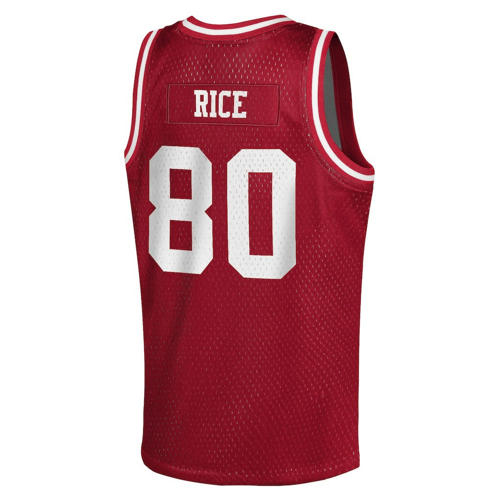 Jerry Rice San Francisco 49ers Youth Retired Player NFL Basketball Fashion Jersey Scarlet | Mitchell & Ness