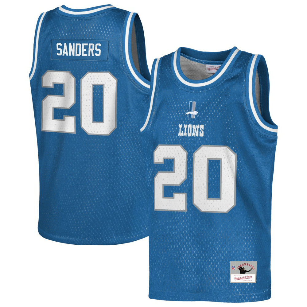 Barry Sanders Detroit Lions Youth Retired Player NFL Basketball Fashion Jersey Blue | Mitchell & Ness