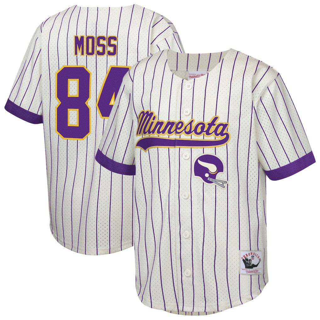 Randy Moss Minnesota Vikings Youth Retired Player Name & Number Baseball Jersey Cream | Mitchell & Ness