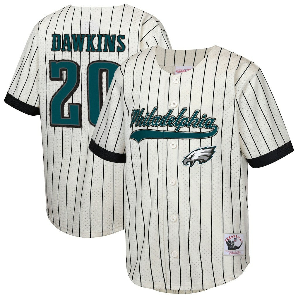 Brian Dawkins Philadelphia Eagles Youth Retired Player Name & Number Baseball Jersey Cream | Mitchell & Ness