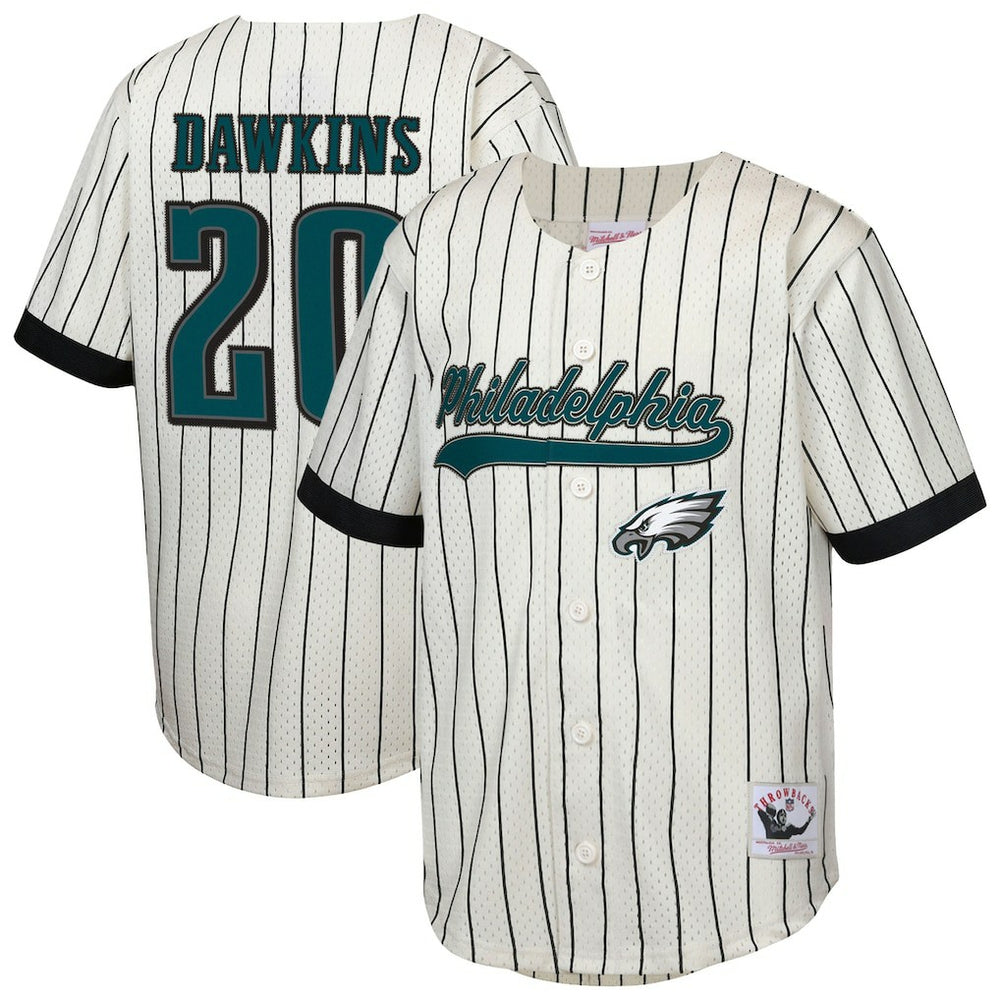 Brian Dawkins Philadelphia Eagles Youth Retired Player Name & Number Baseball Jersey Cream | Mitchell & Ness