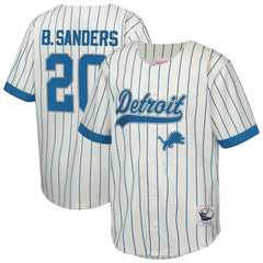 Barry Sanders Detroit Lions Youth Retired Player Name & Number Baseball Jersey Cream | Mitchell & Ness