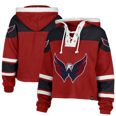 Washington Capitals '47 Women's Cropped Lacer Hoodie - Red - NHL